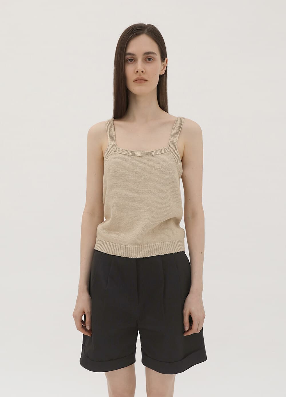 Wholegarment Sleeveless Knit Top - Beige