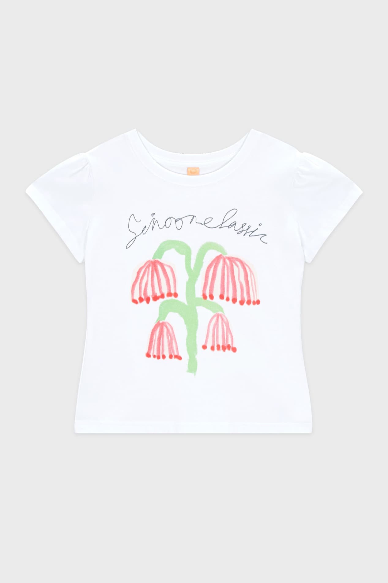 Red Bell Flower Puff T-Shirt (White)