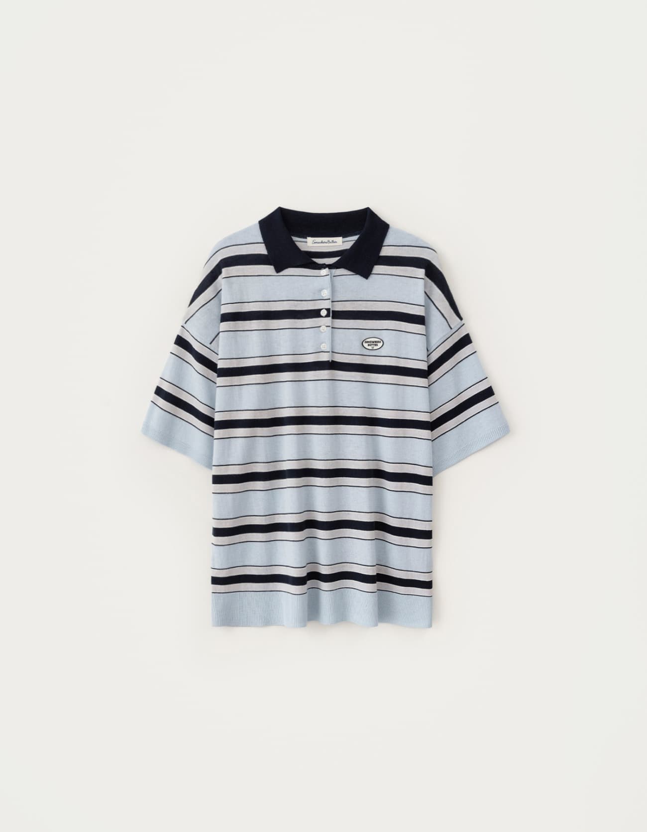 Pepe Wappen Stripe Knit - Light Blue