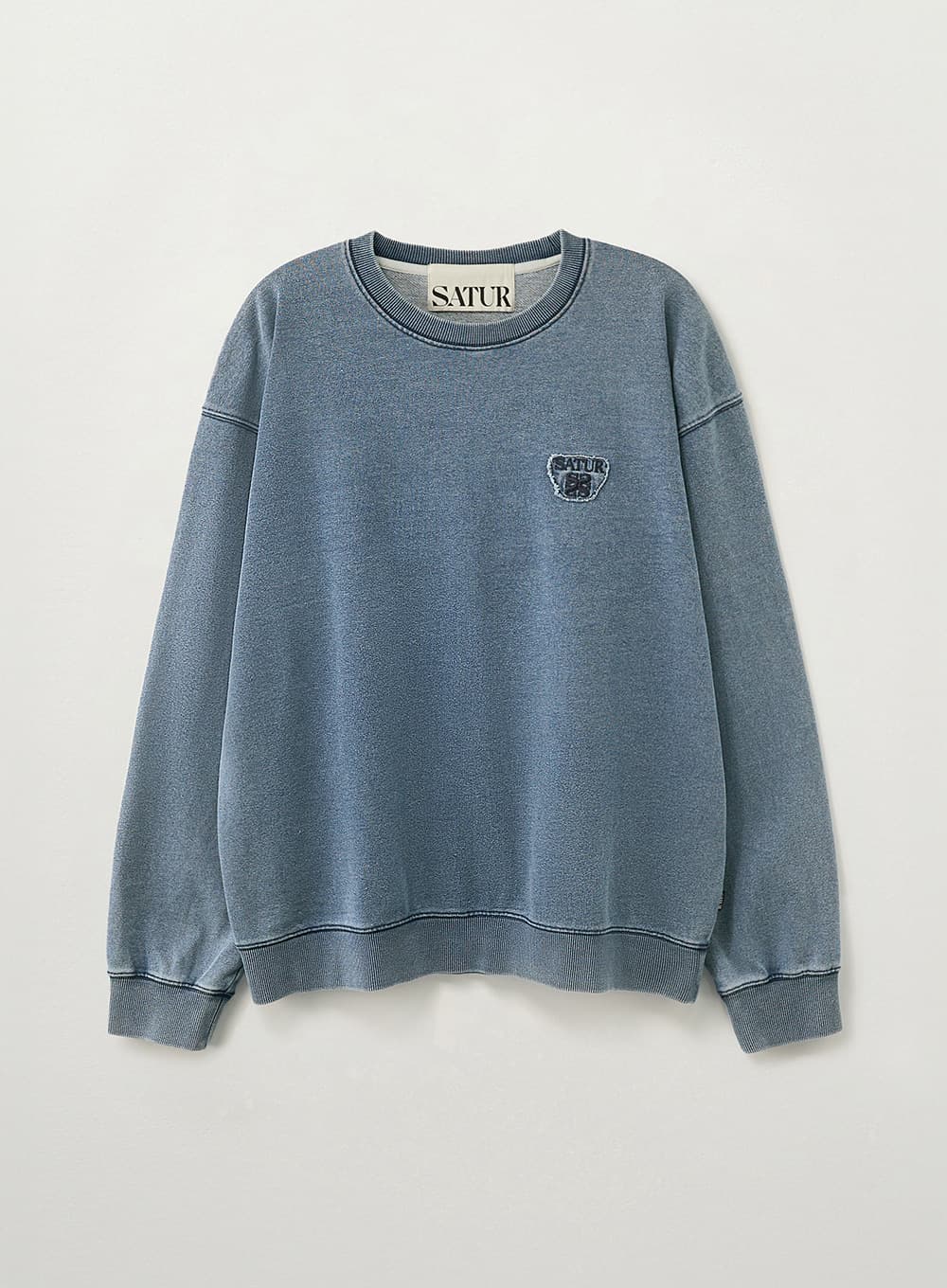Denim Like Washed Sweatshirt - Blue