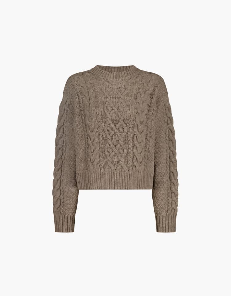 cable semi crop pullover - oatmeal