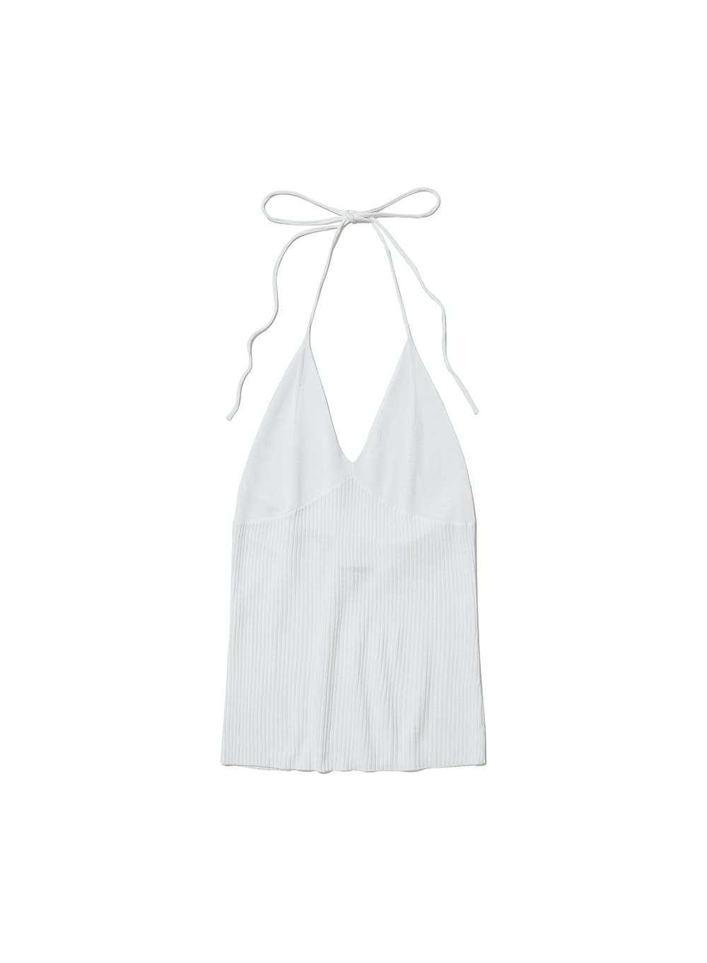 MULTIWAY TIE-NECK STRAP KNIT SLEEVELESS TOP_WHITE