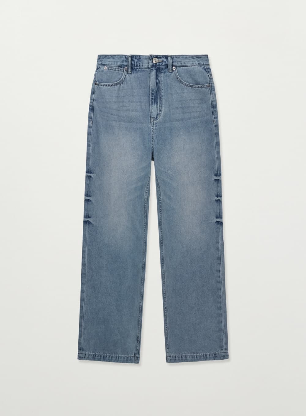 (W) Washed Relaxed Denim Pants - Blue