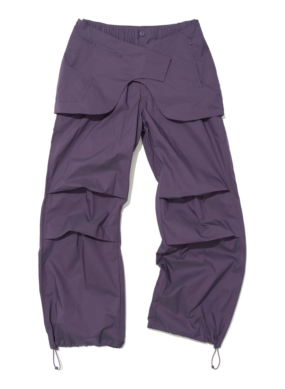 BELTED LAYERED PARACHUTE PANTS_PURPLE