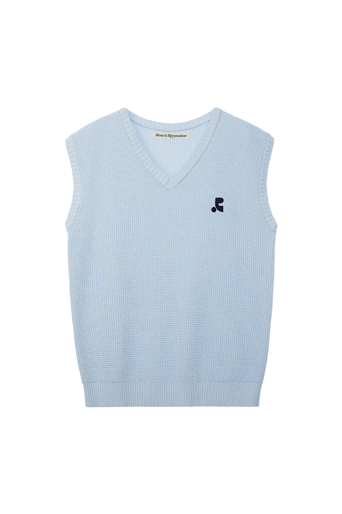 OVERSIZED V-NECK KNIT VEST - SKY BLUE