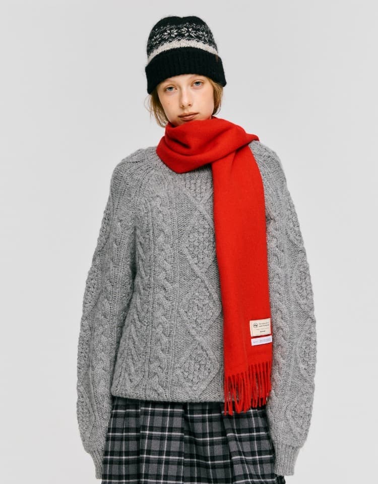 fisherman cable pullover - melange grey