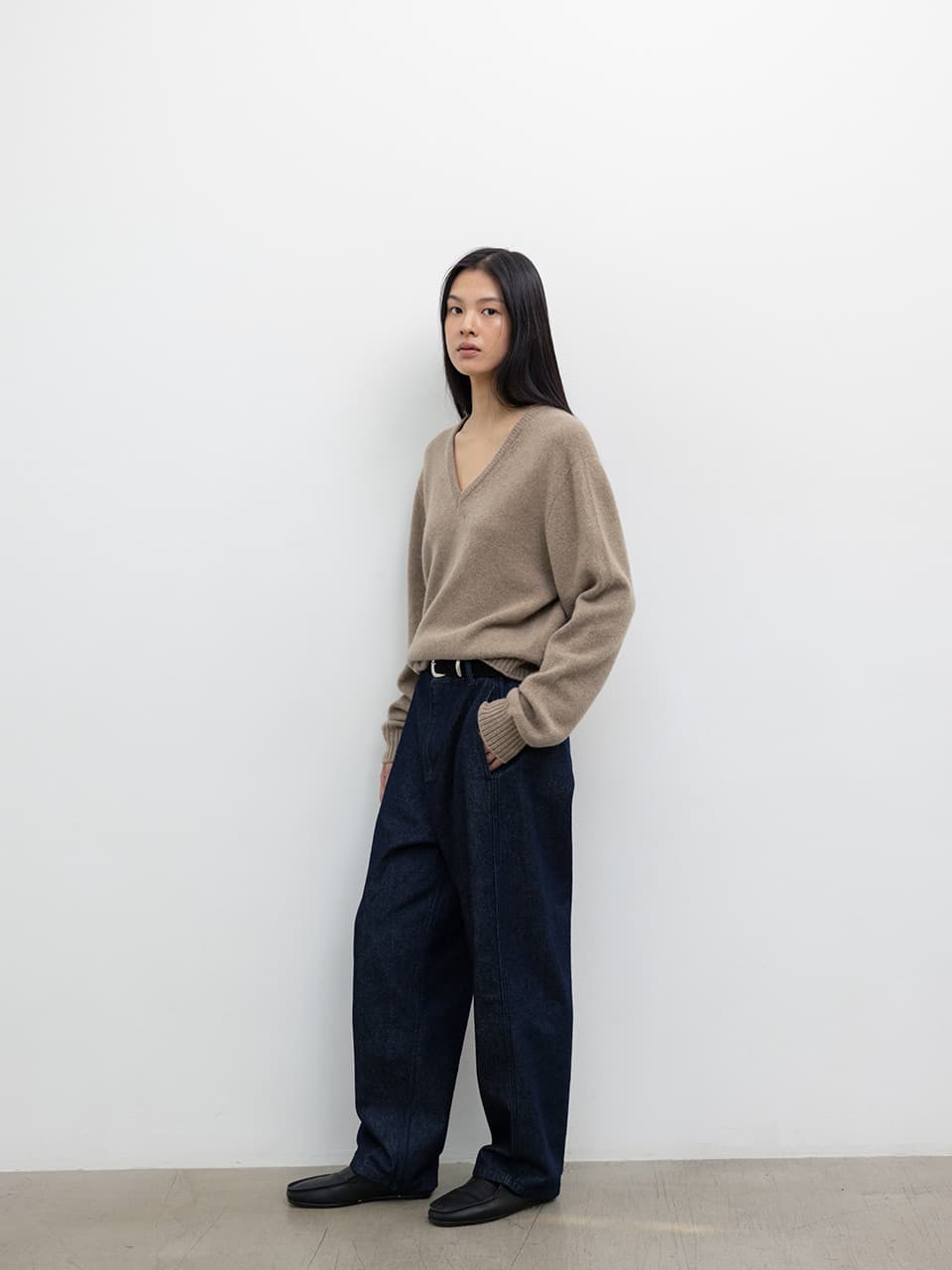 SIDE SEAM WIDE DENIM PANTS [INDIGO]