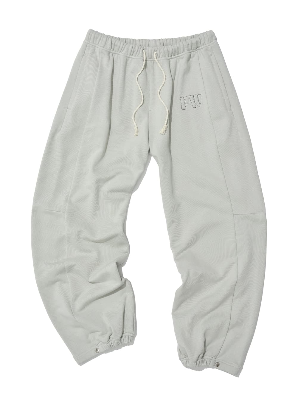 76 APPLIQUE ROUNDING SWEATPANTS_MINT GREY