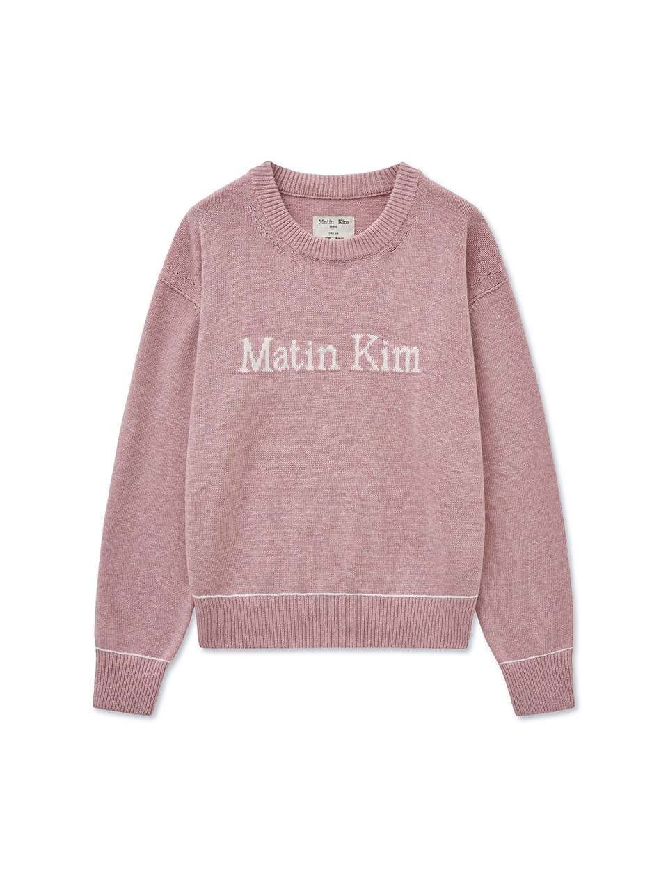 COLOR TRIM LINE LOGO PULLOVER IN PINK