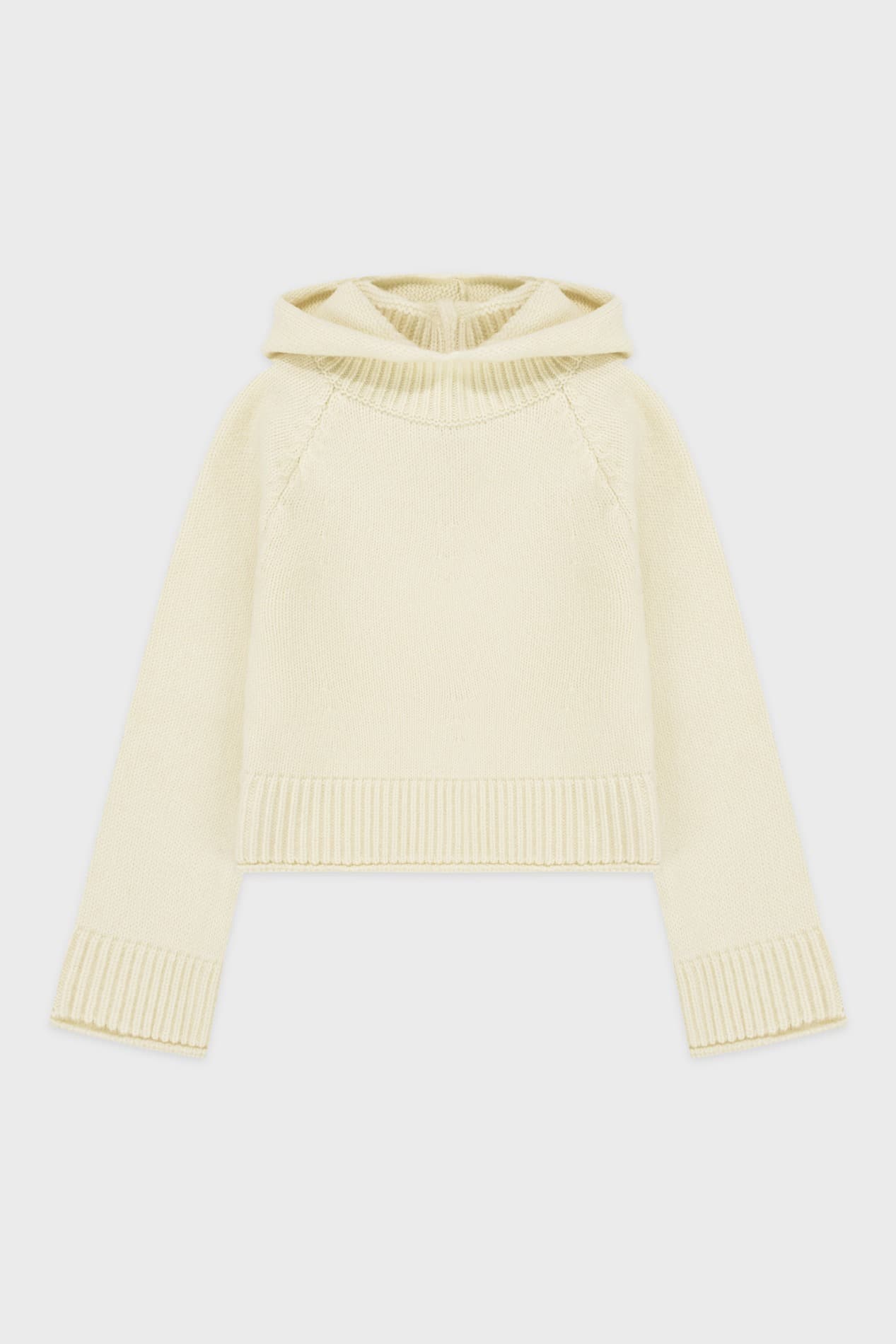 Wool Blend Hoodie Knit (Ivory)
