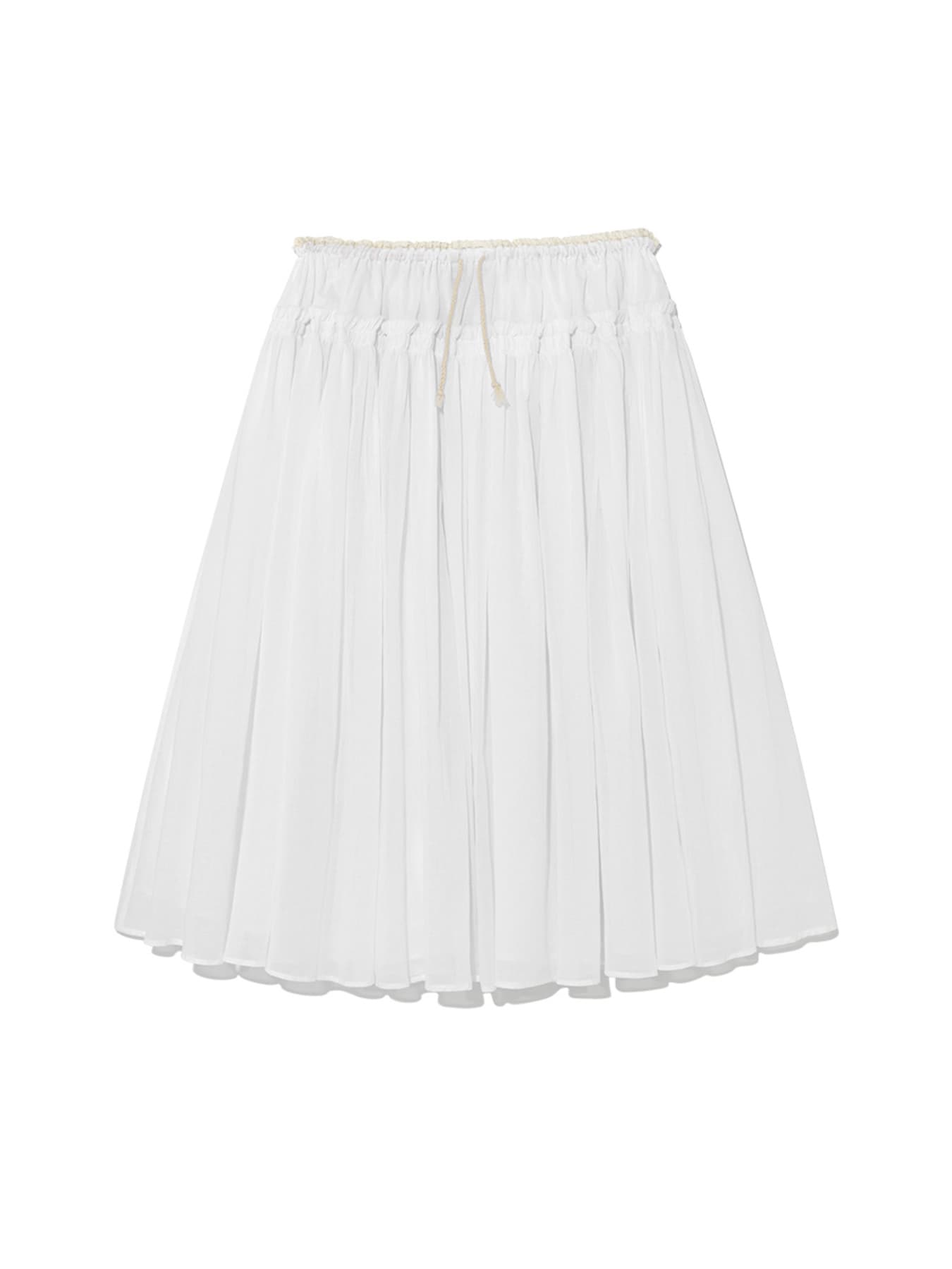 LACE STRING GATHERED LONG SKIRT (WHITE)