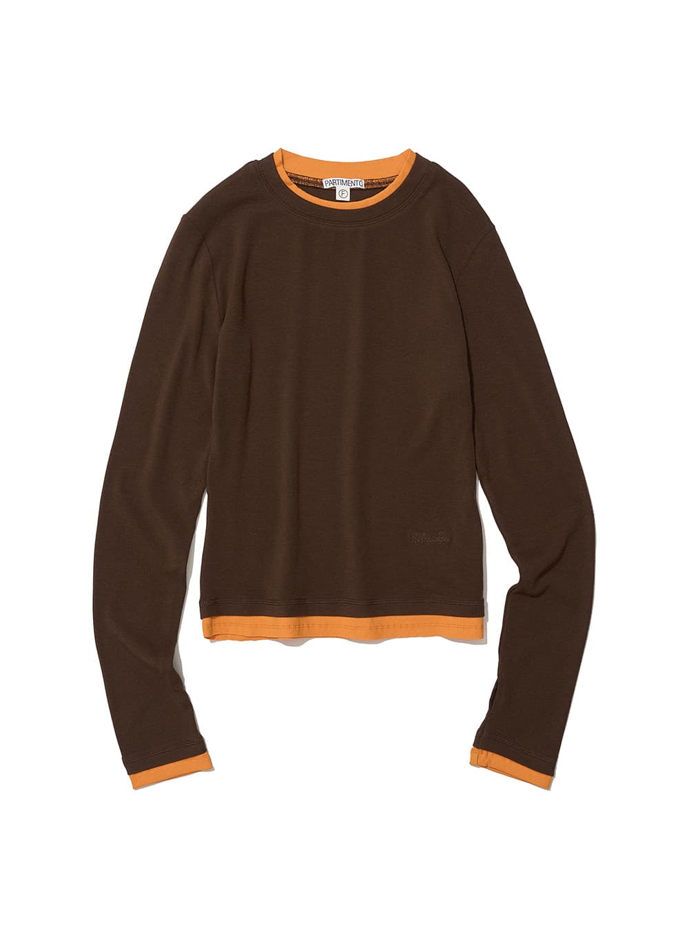 PW DOUBLE LAYERED LONG SLEEVE TEE_BROWN
