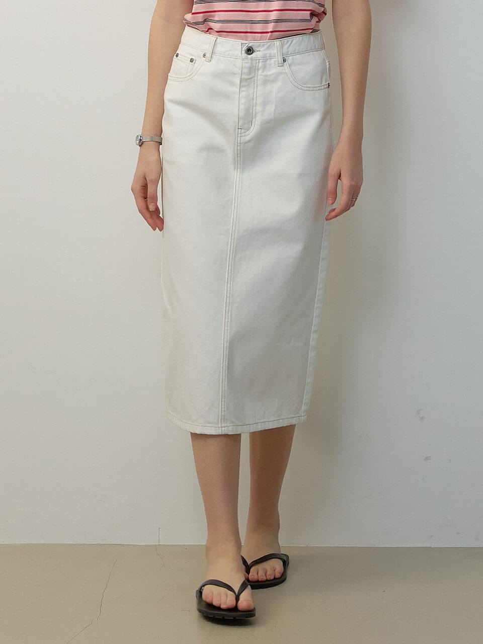 데님 롱 스커트_WHITE