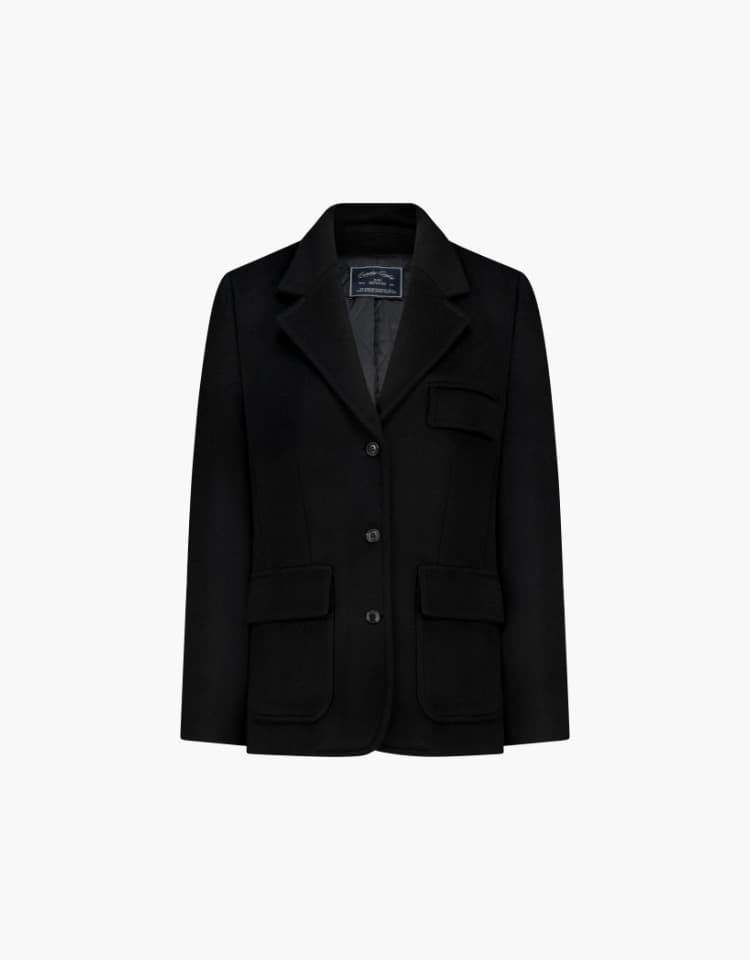 wool blended classic jacket - black