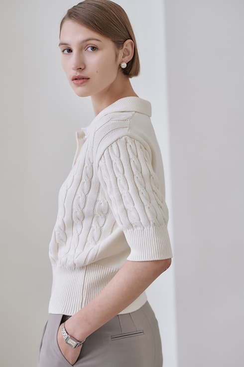 23SN cable half sleeve pullover [IV]