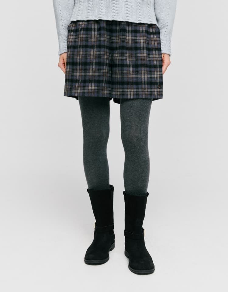 check banding half pants - grey check