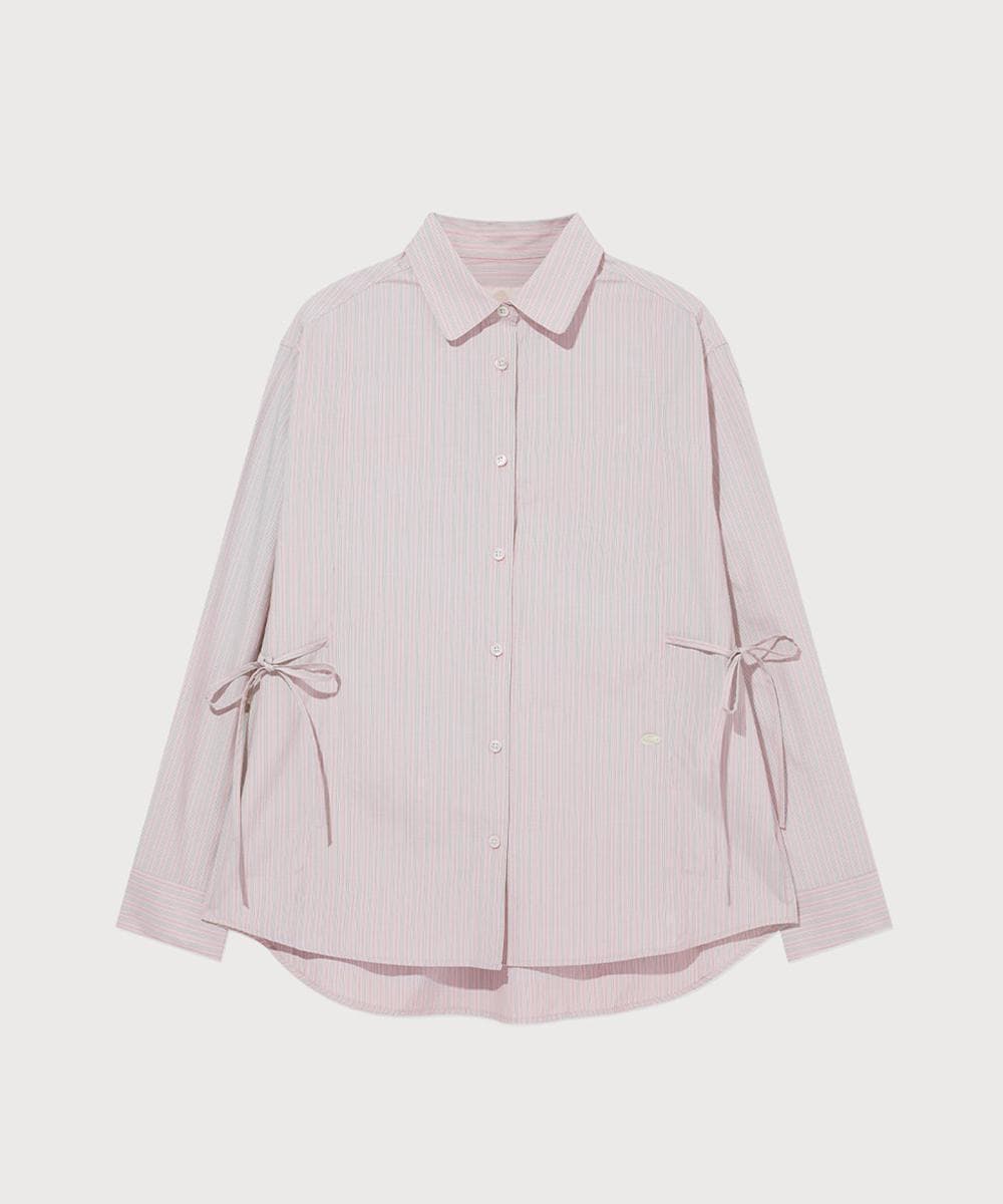 우먼 오버핏 스트라이프 셔츠 Light Pink