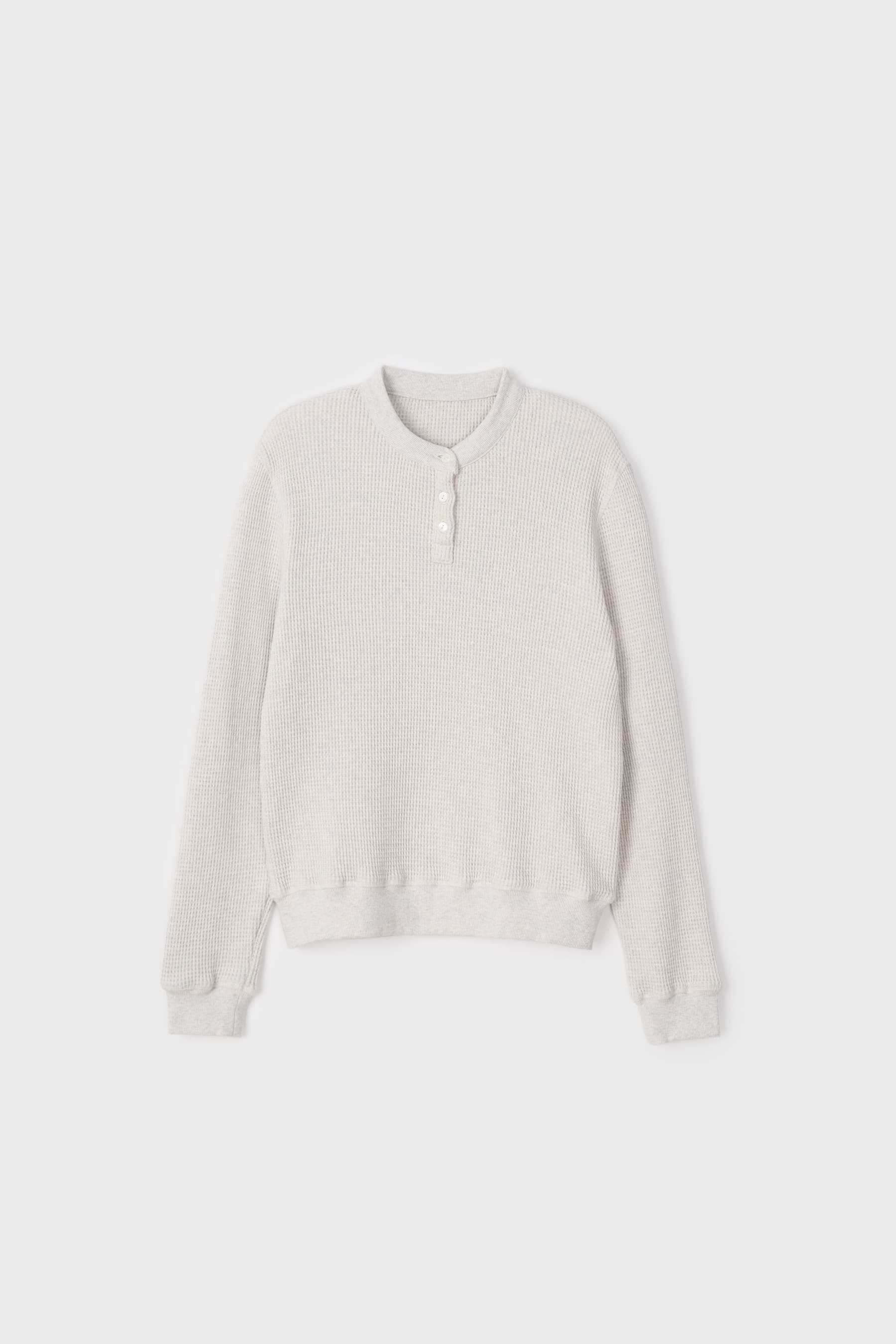 Waffle Button Crewneck (Oatmeal)