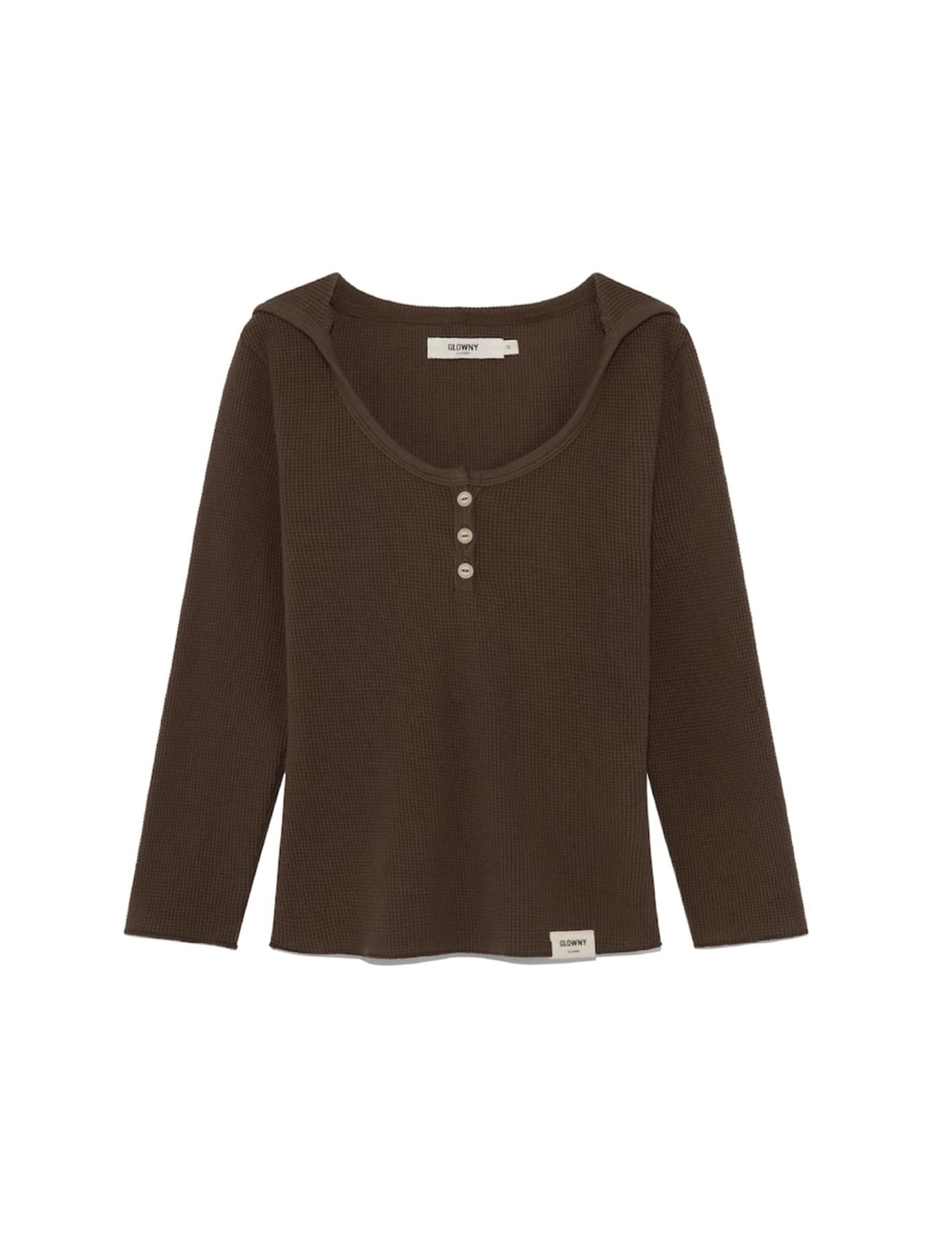 3/4 G WAFFLE BUTTON FLY TEE (BROWN)