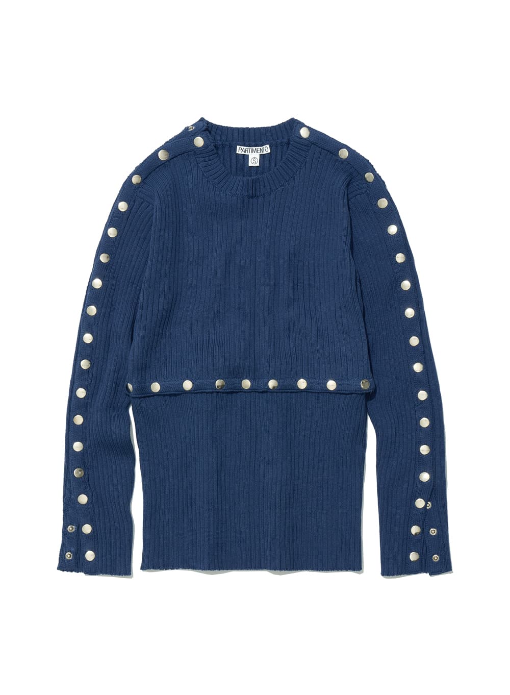 2WAY TRANSFORM RIBBED KNIT CREWNECK_BLUE