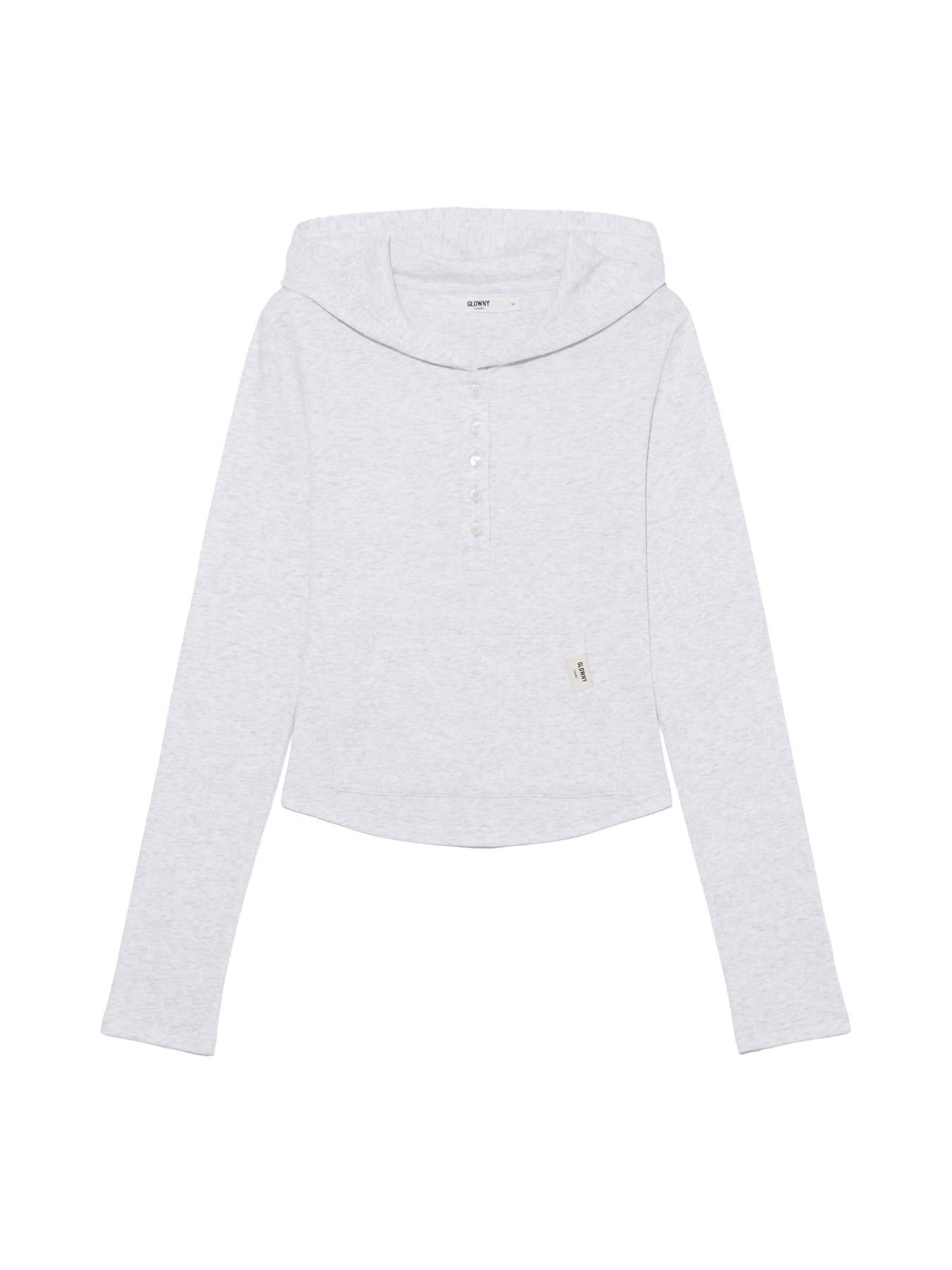 G FINE BUTTON HOODIE (MELANGE GRAY)