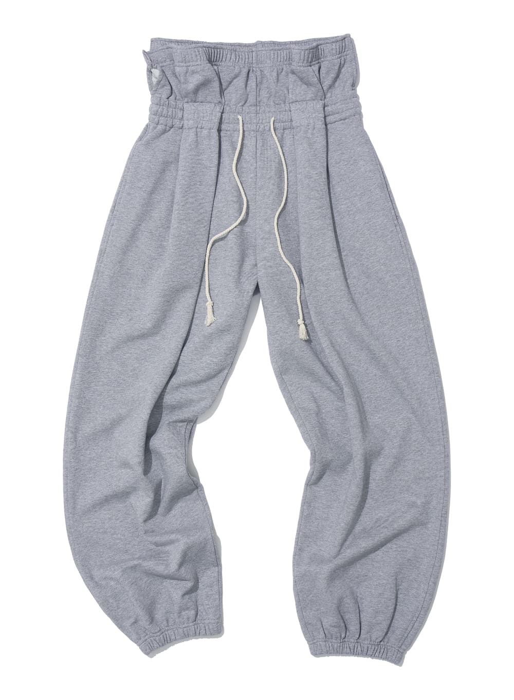 FOLDOVER WAIST PLEATED SWEATPANTS_MELANGE