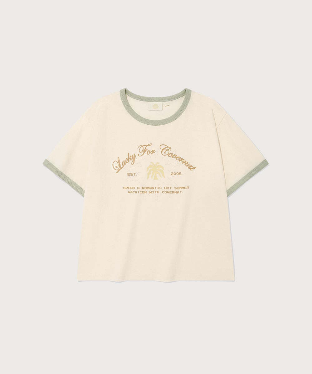 우먼 썸머 그래픽 링거 티셔츠 Ivory