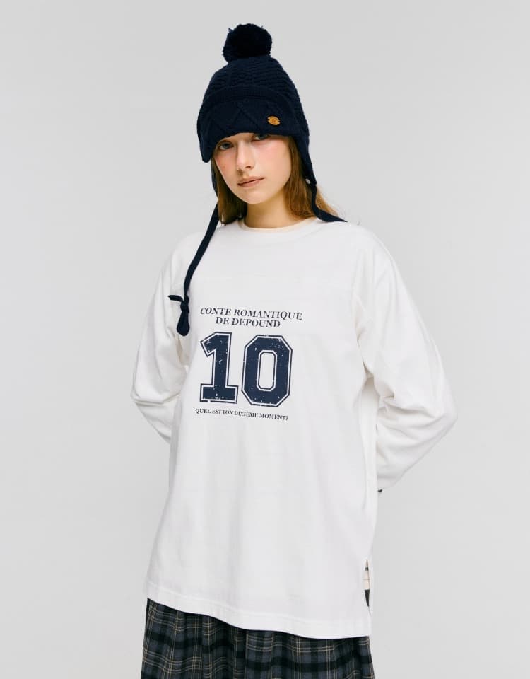 (10th) stitch point graphic t-shirt - ivory
