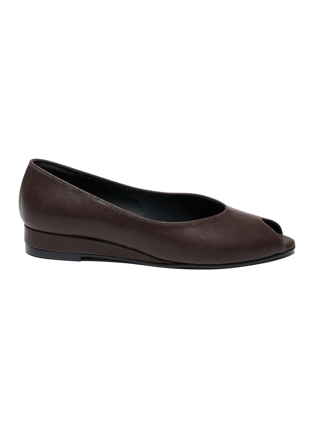 OPEN TOE WEDGE FLAT SHOES_BROWN
