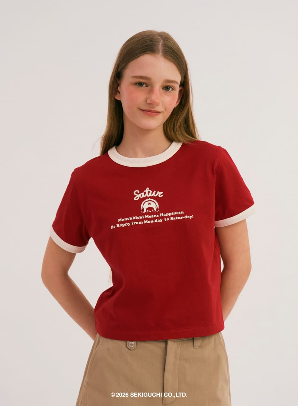 (W) Satur X Monchhichi Ringer T-Shirt - Red
