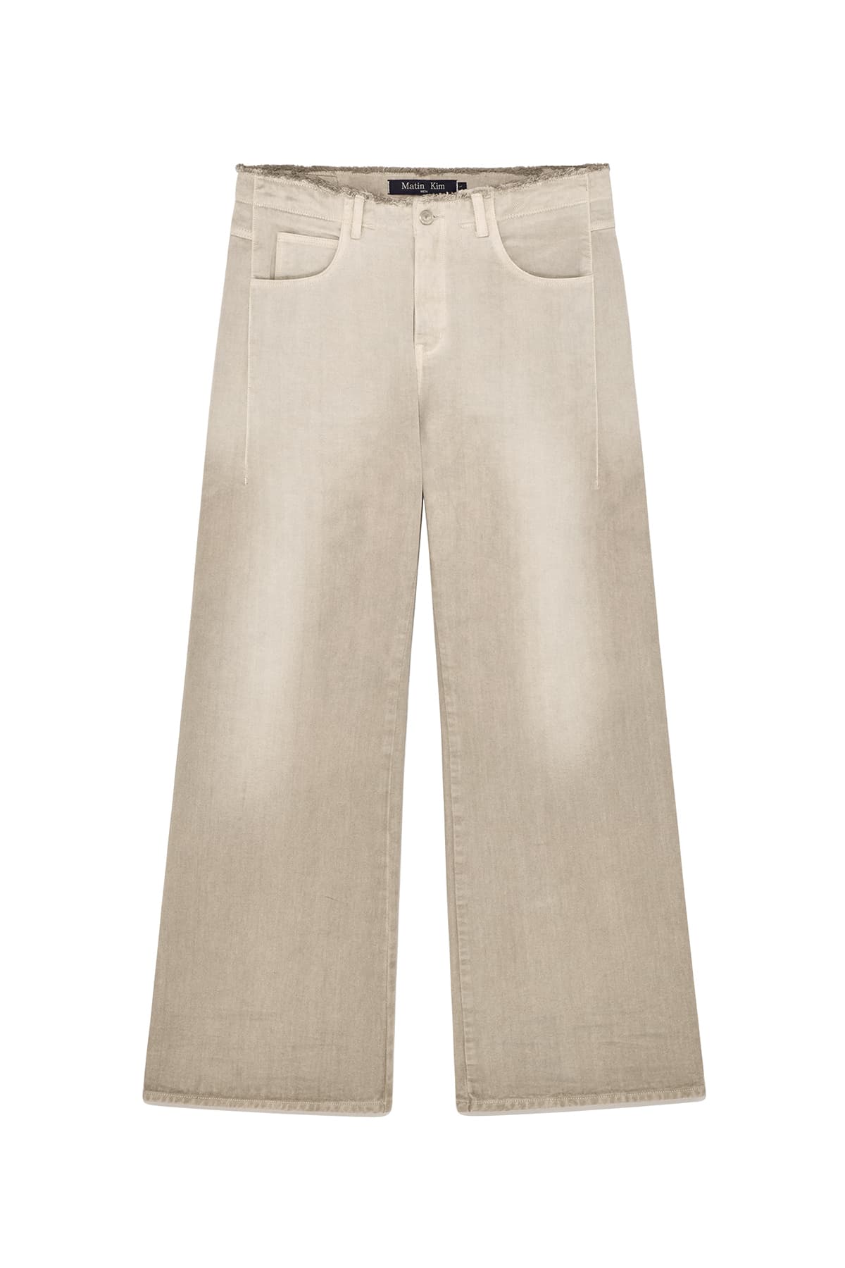BACK PINTUCK WAISTLESS DENIM PANTS FOR MEN IN LIGHT BEIGE