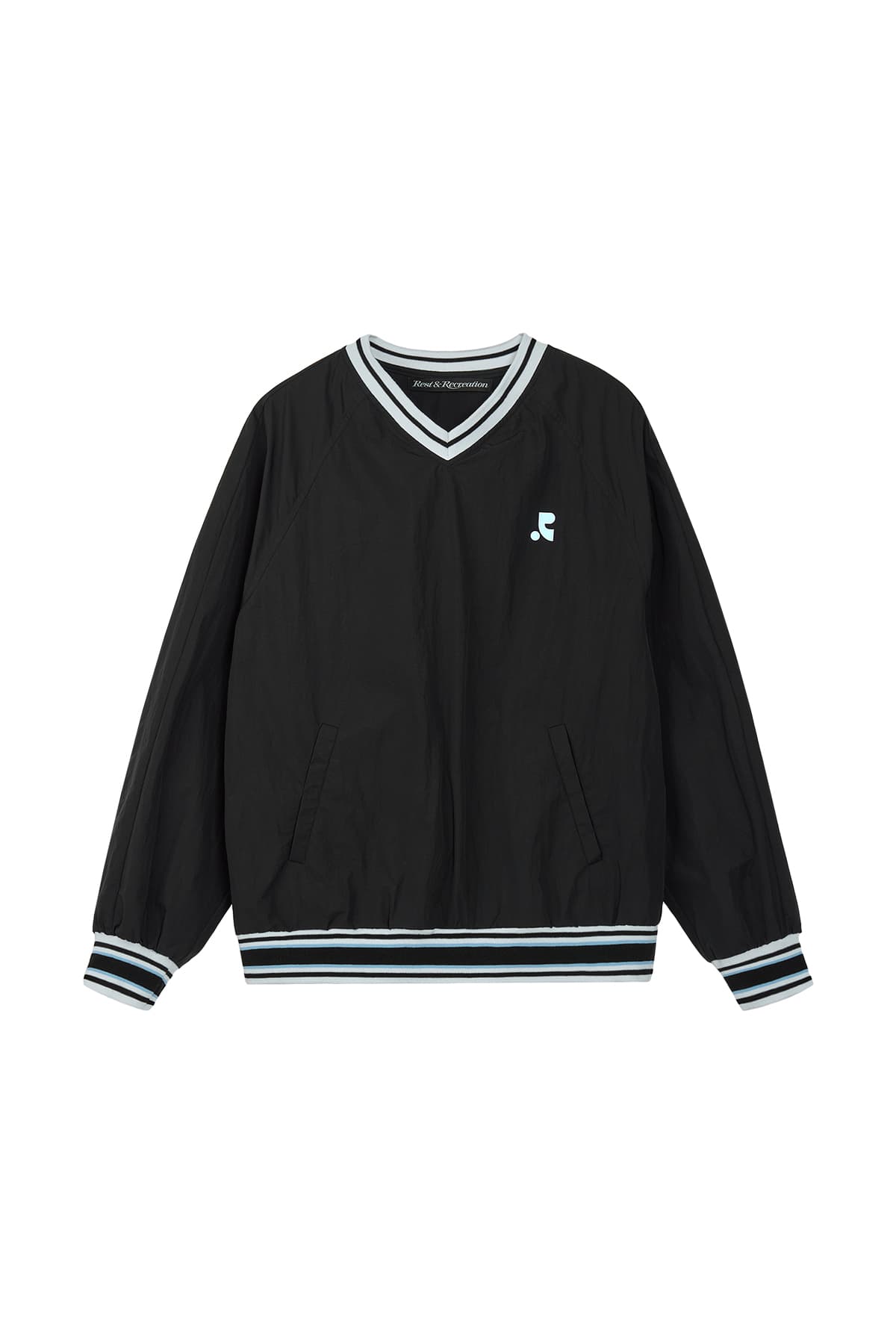 V-NECK WIND SHIRT - BLACK