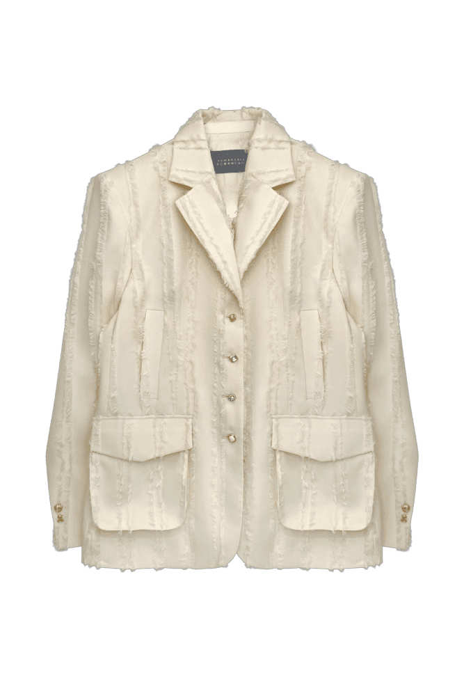 Fringe Jewel Button Tweed Jacket (Beige) 함은정 착용