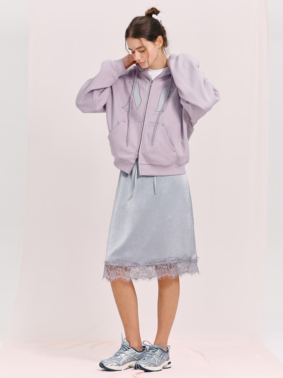 LACE JACQUARD SKIRT (LIGHT BLUE)
