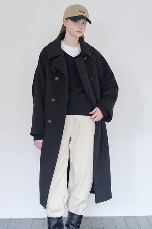 25WN wool trench coat [BK]