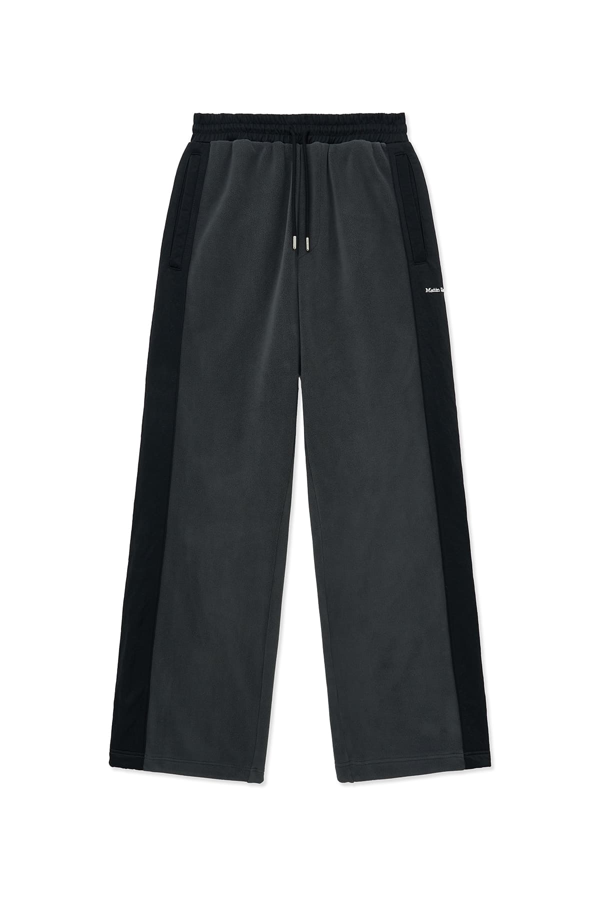 SHERPA FLEECE DRAWSTRING PANTS IN CHARCOAL