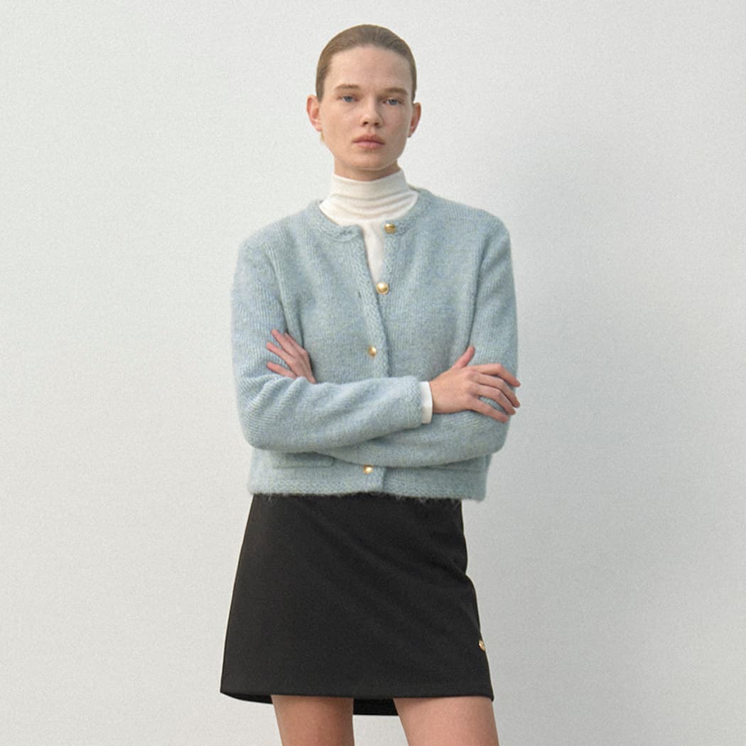 (Z-CD-2157)ADORE TWEED KNIT CARDIGAN