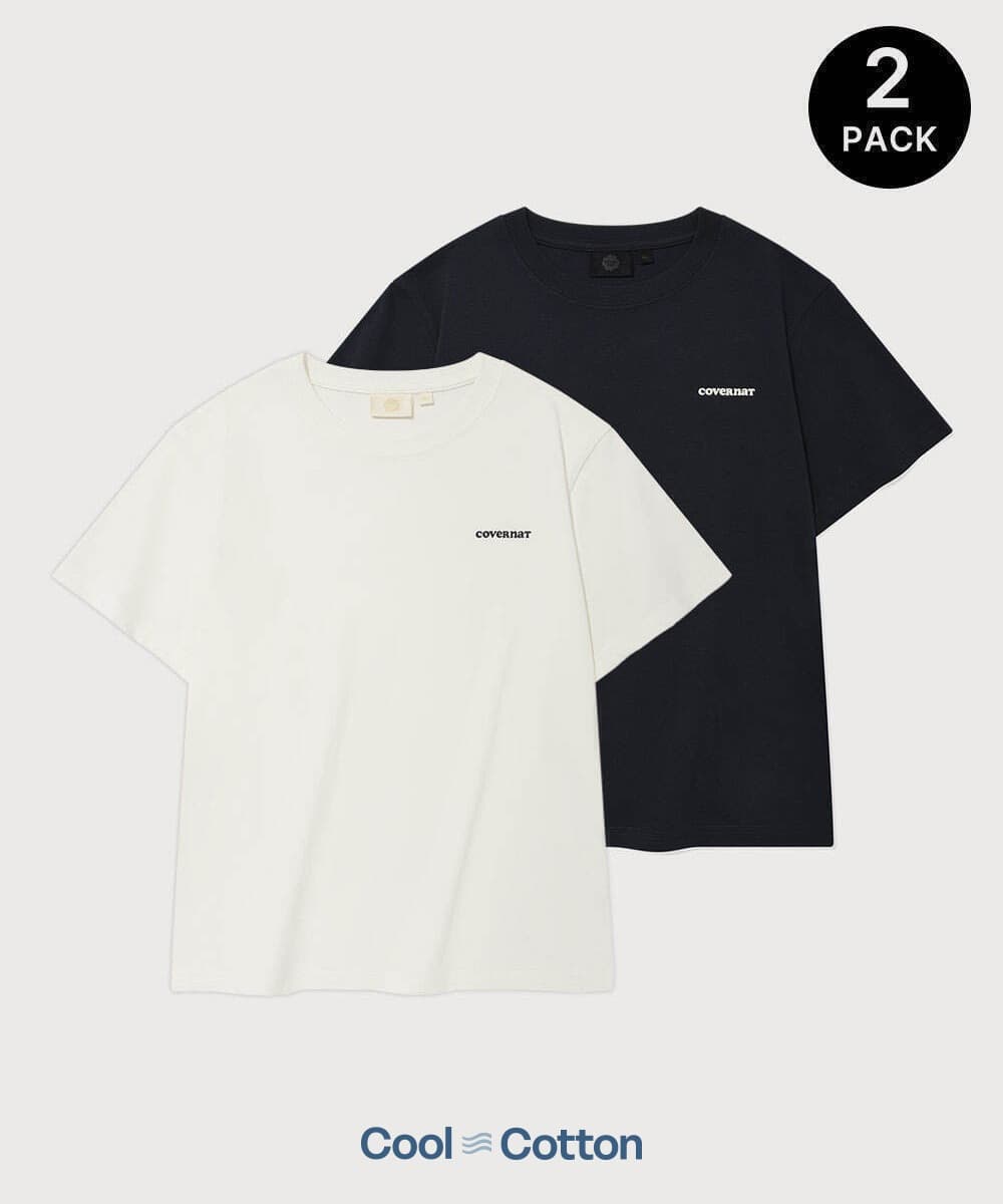 우먼 쿨 코튼 에센셜 티셔츠 Dark Navy+White