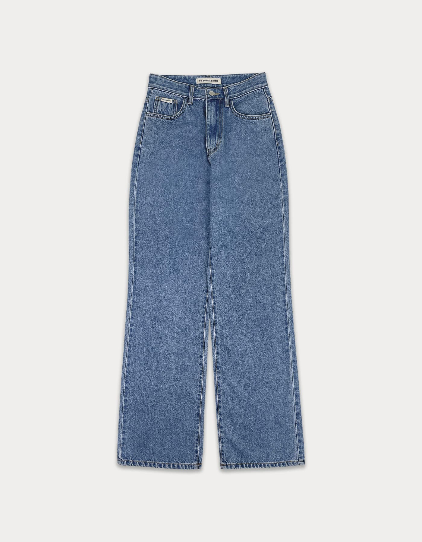 Semi boot-cut denim pants - middle blue