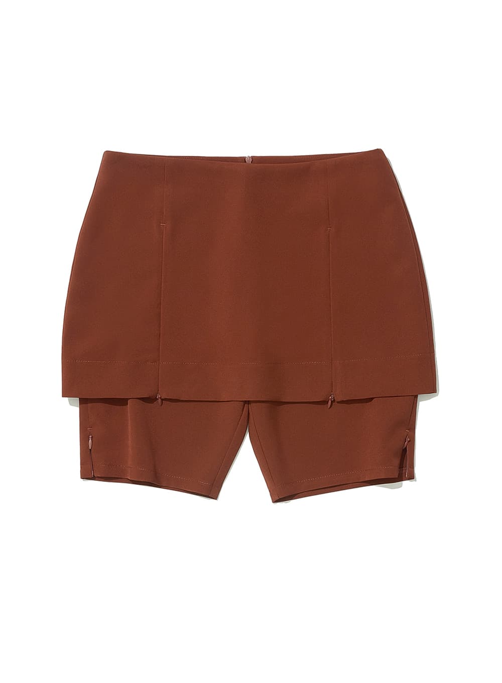 SLIT ZIPPER POINTED MIDI SKIRT PANTS_BRICK RED