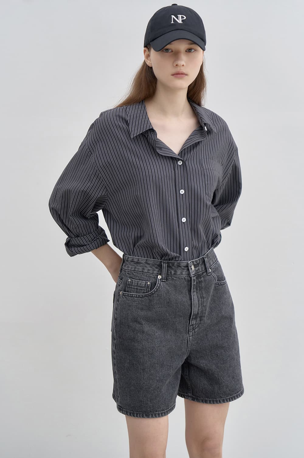Roomy shirt BK/ST [N6SBL02]