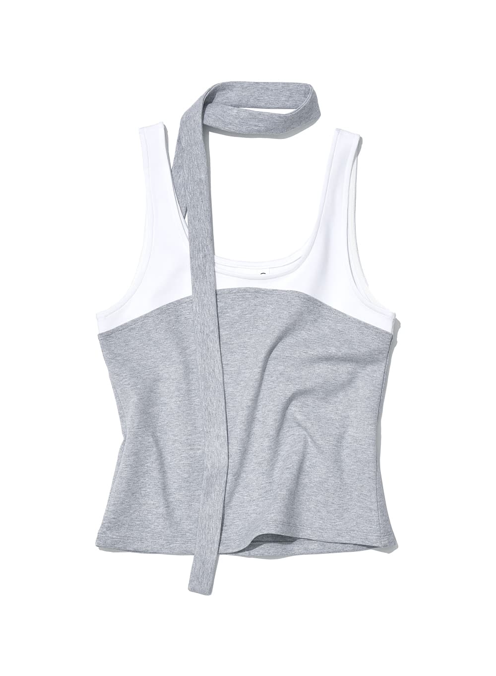 DETACHABLE TIE-NECK SLEEVELESS TOP_MELANGE