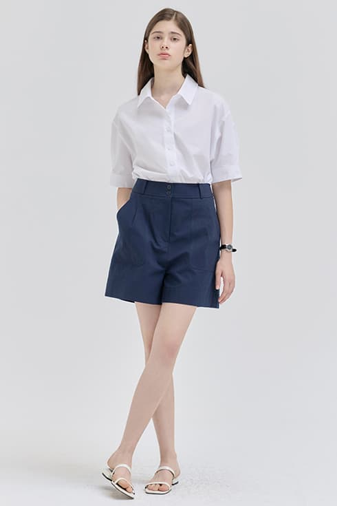 Casual one-tuck half pants [NA]