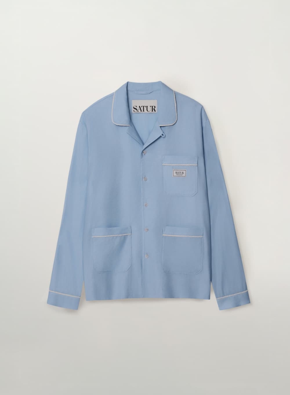 Homewear Open Collar Shirt - Sky Blue