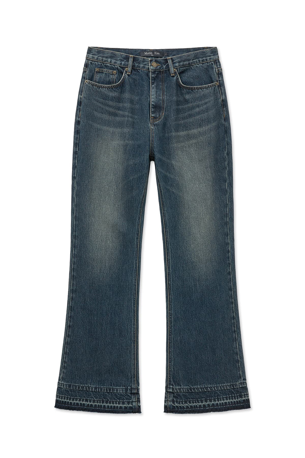 WASHED FLARE DENIM PANTS FOR MEN IN BLUE