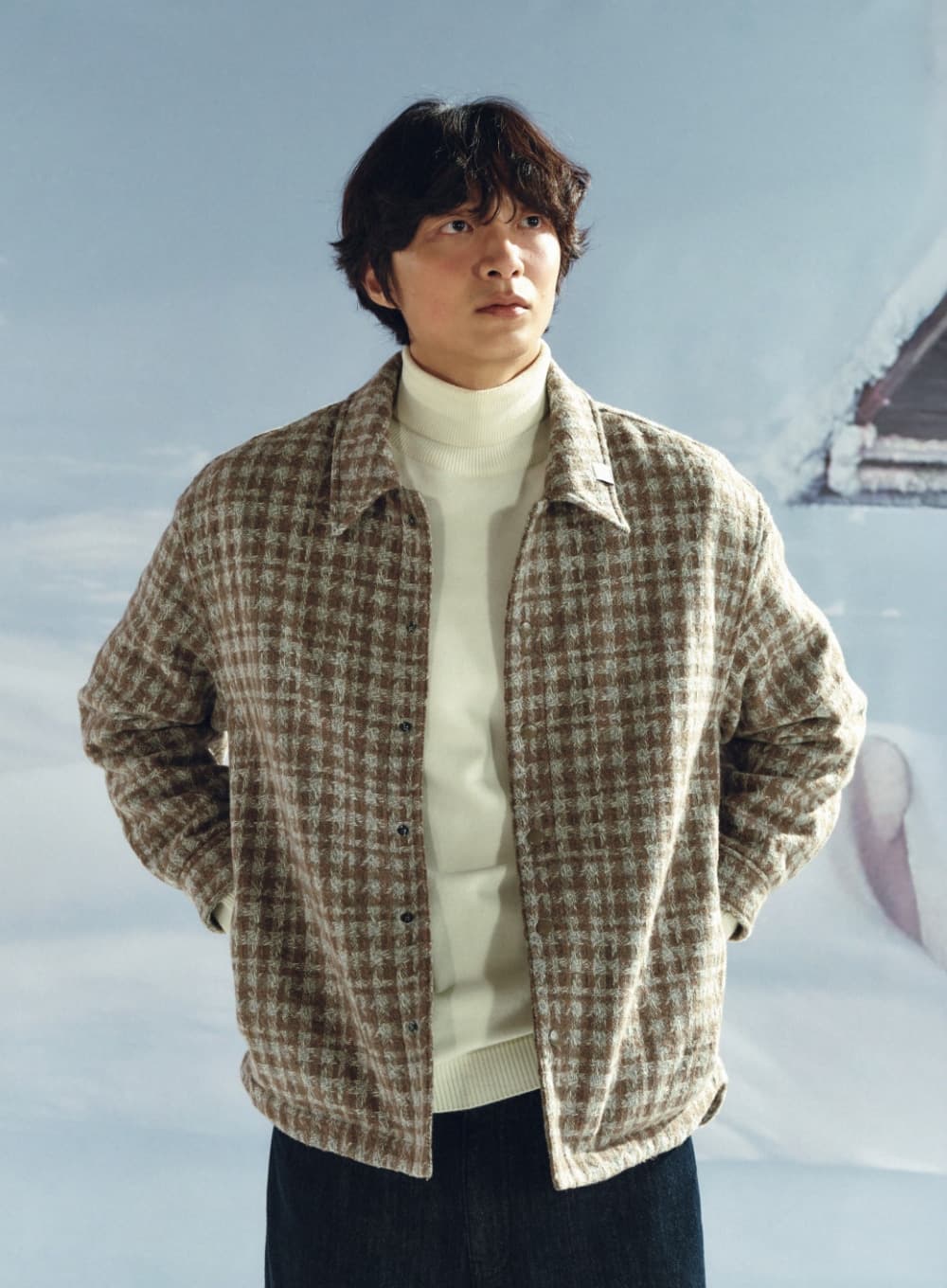 Check Fleece Shirt Jacket - Gray