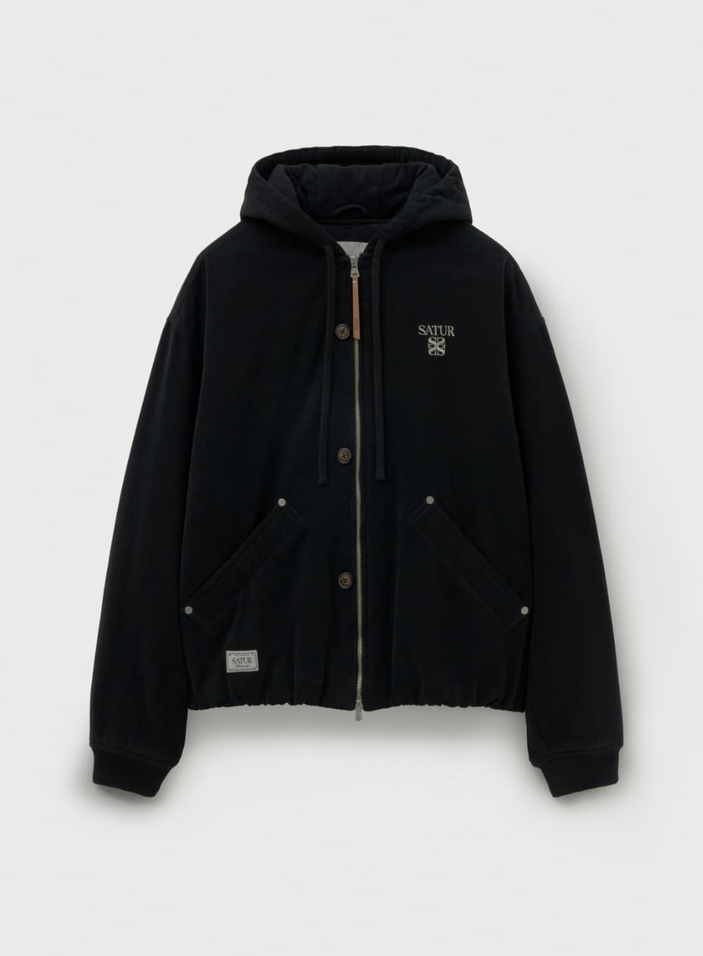 Teo Padded Hooded Zip-Up - Black