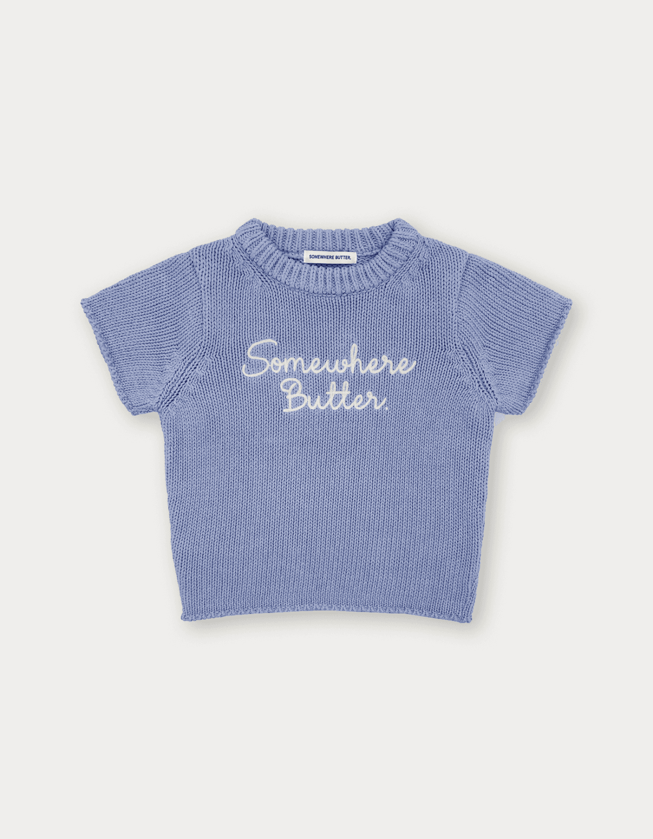 Cotton Letter Half Knit - Light Blue