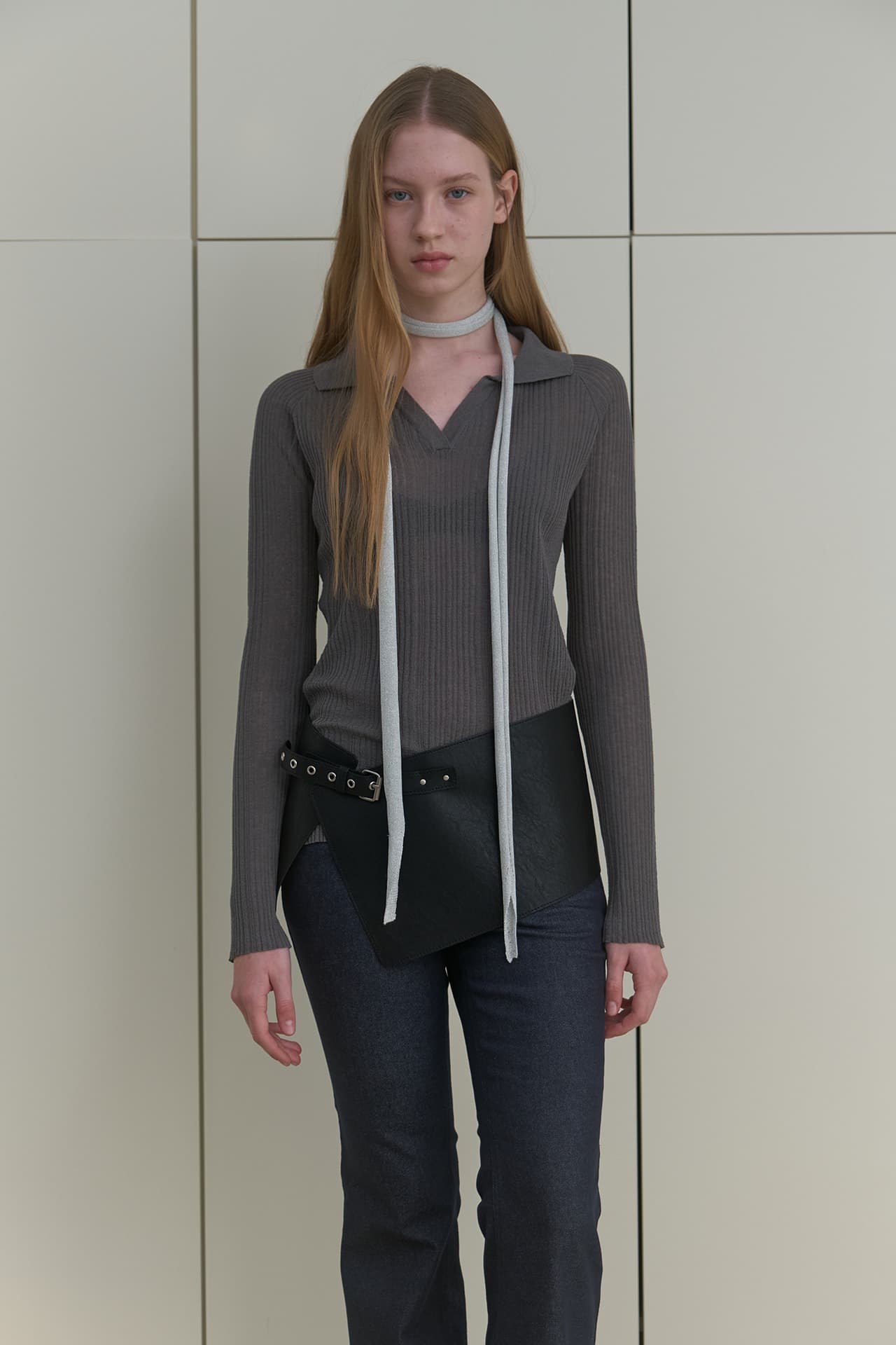 SHEER PIQUE KNIT_CHARCOAL