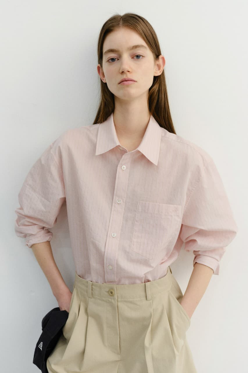 UNISEX SUMMER BREEZE STRIPED OVERSHIRT SOFT PINK_UDSH6B126P1